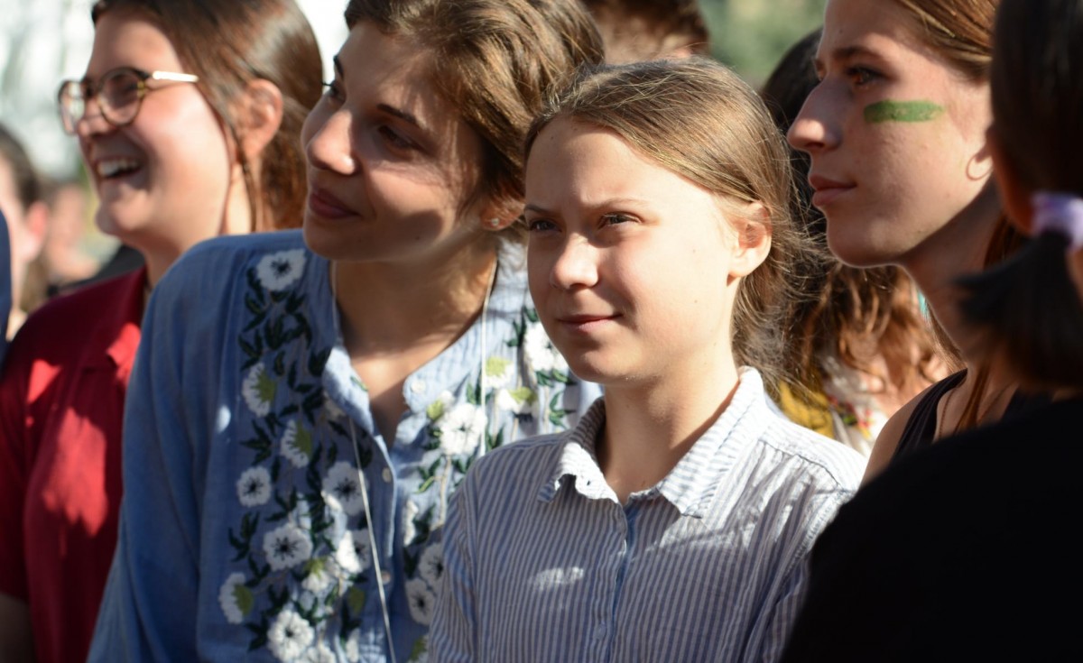 Greta with Montreal youth at Sept. 27 Climate Strike