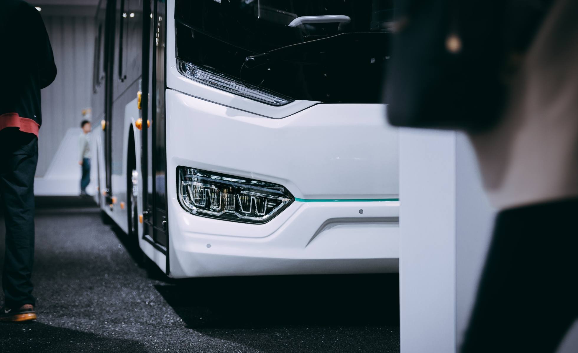 front of an electric bus