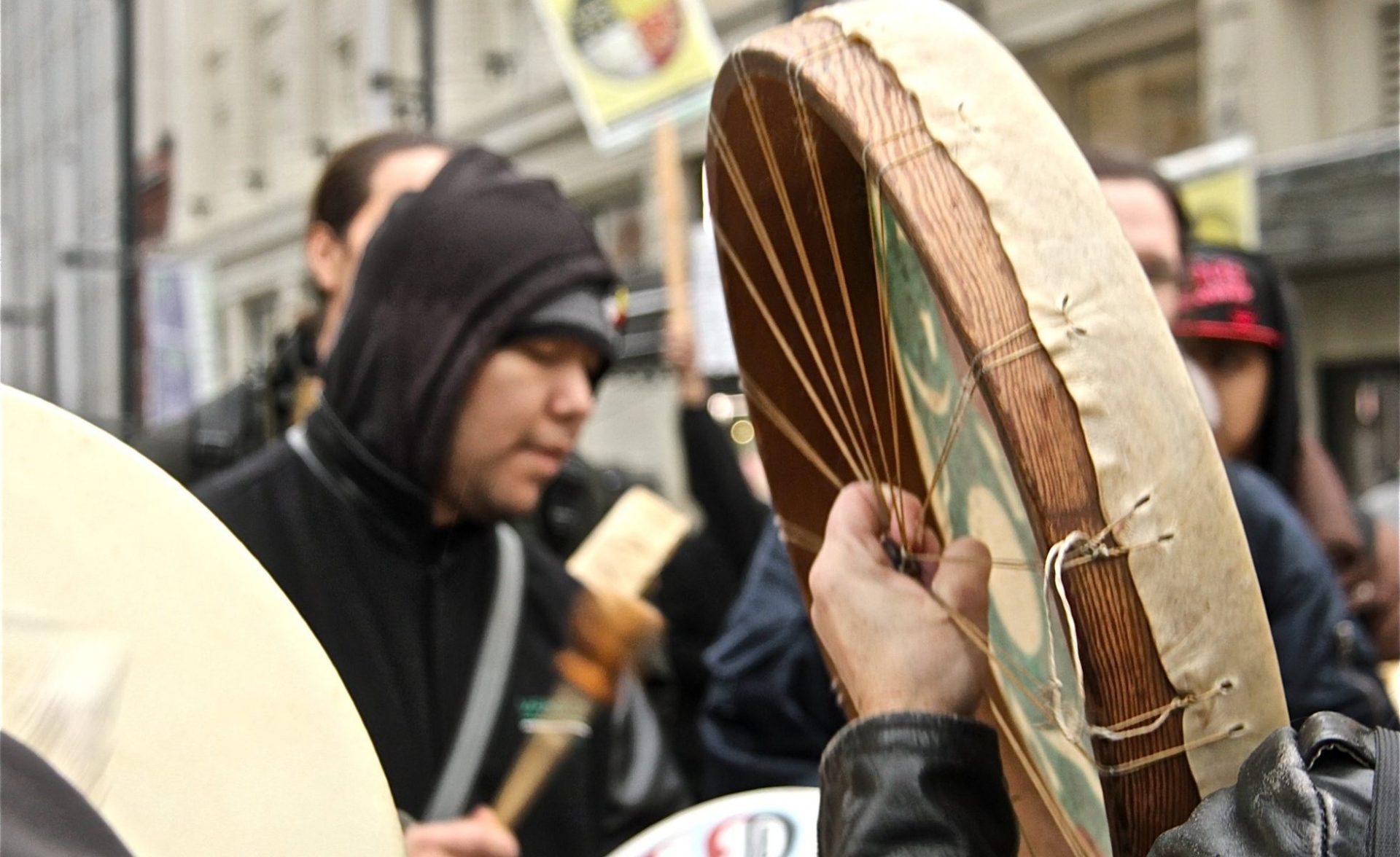 Hide drum held up at Idle No More rally