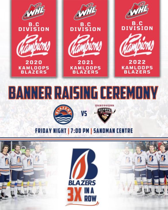 BLAZERS TO RAISE BC DIVISION CHAMPIONSHIP BANNER ON FRIDAY, DEC 2