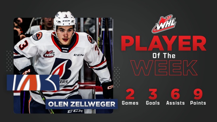 Ducks prospect Zellweger named WHL Player of the Week – Kamloops Blazers