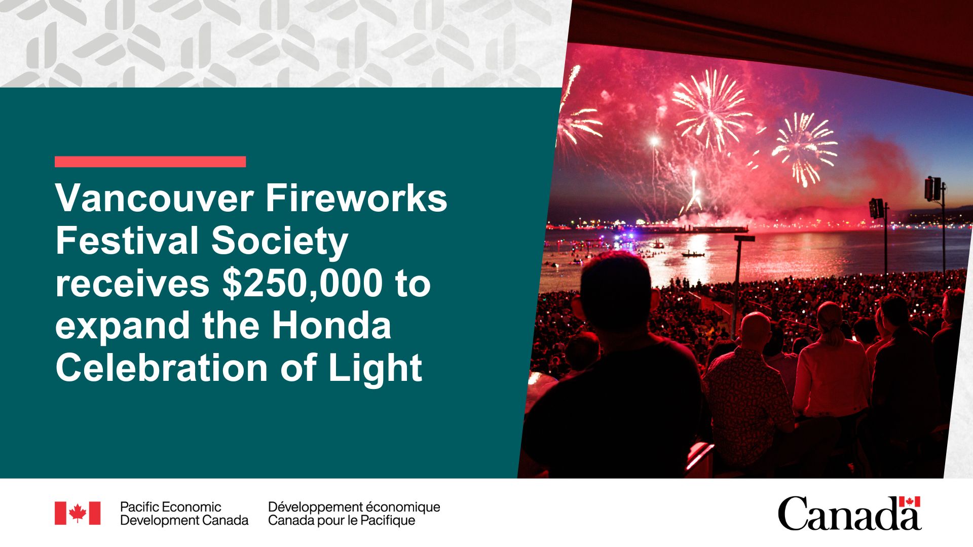 Vancouver Fireworks Festival Society receives $250,000 to expand the Honda Celebration of Light