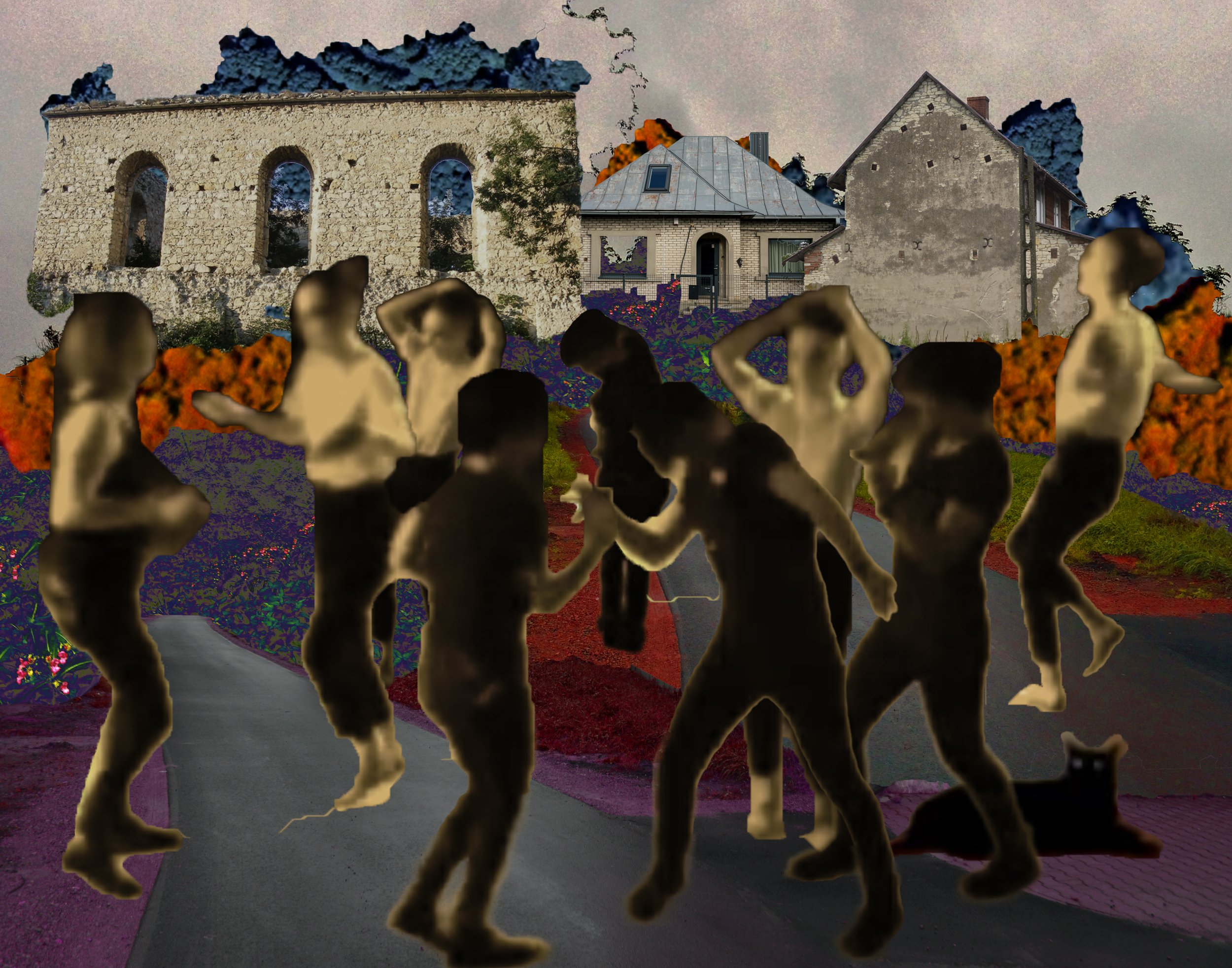 Johnny Forever Nawracaj in collaboration with Gambletron and zev tiefenbach Dancing in the Street, after Samuel Rothbort, 2024 digital collage