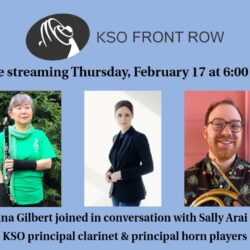 KSO Front Row with Sally Arai & Sam McNally, KSO principal clarinet & principal horn players