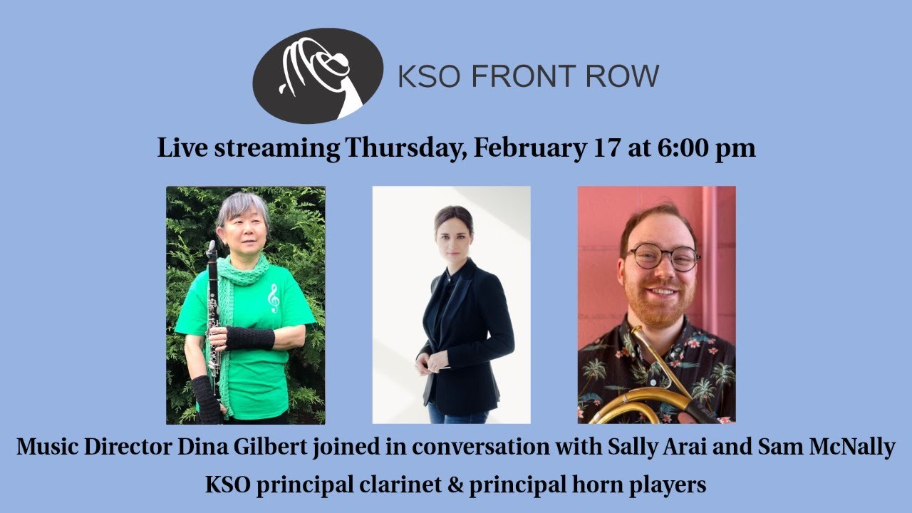 KSO Front Row with Sally Arai & Sam McNally, KSO principal clarinet & principal horn players