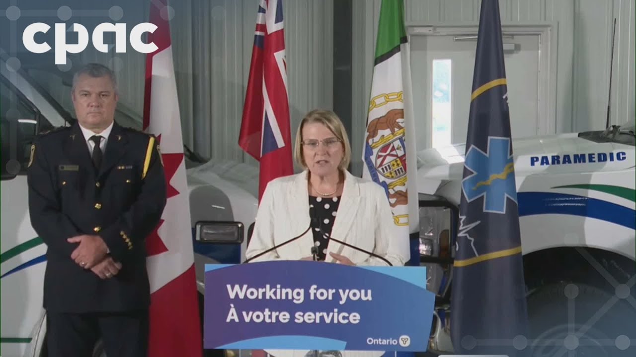 Ontario Health Minister Sylvia Jones speaks with reporters in Hastings – September 12, 2024