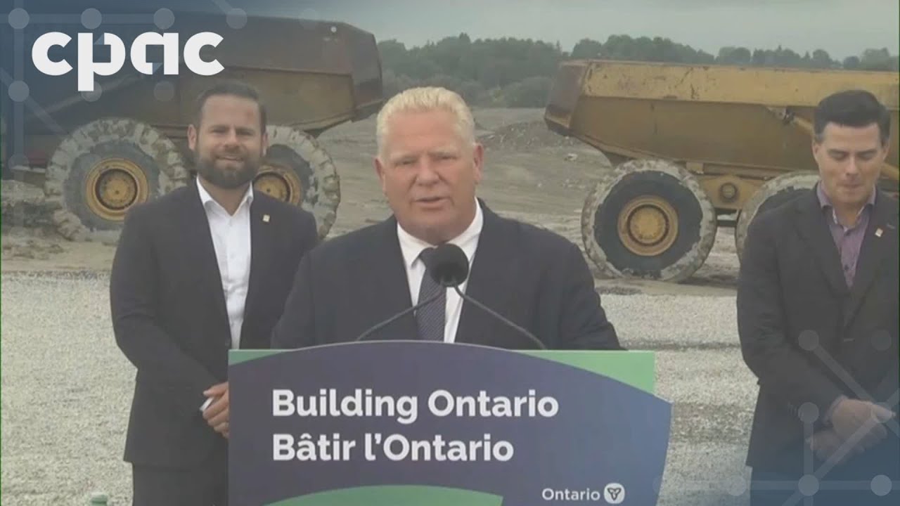 Ontario Premier Doug Ford speaks with reporters in Cobourg – September 23, 2024