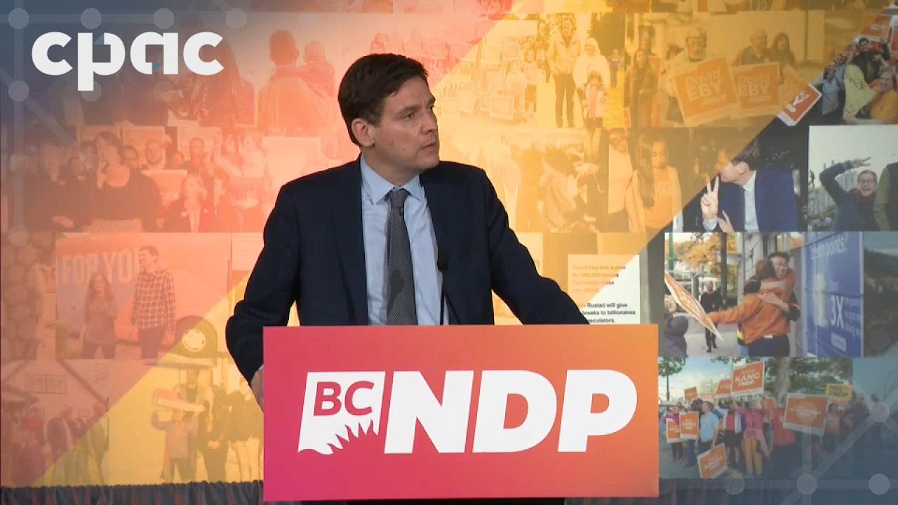 B.C. election night: NDP Leader David Eby addresses supporters in Vancouver