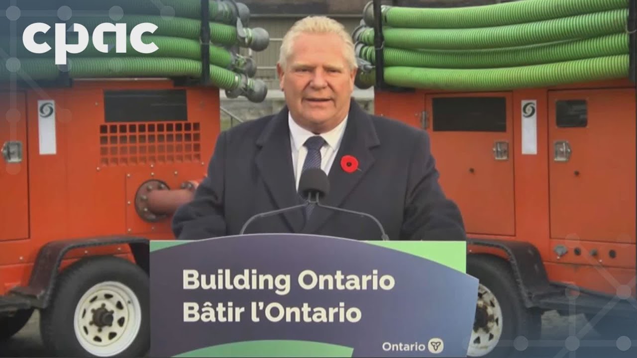 Ontario Premier Doug Ford speaks with reporters in Sudbury – October 28, 2024