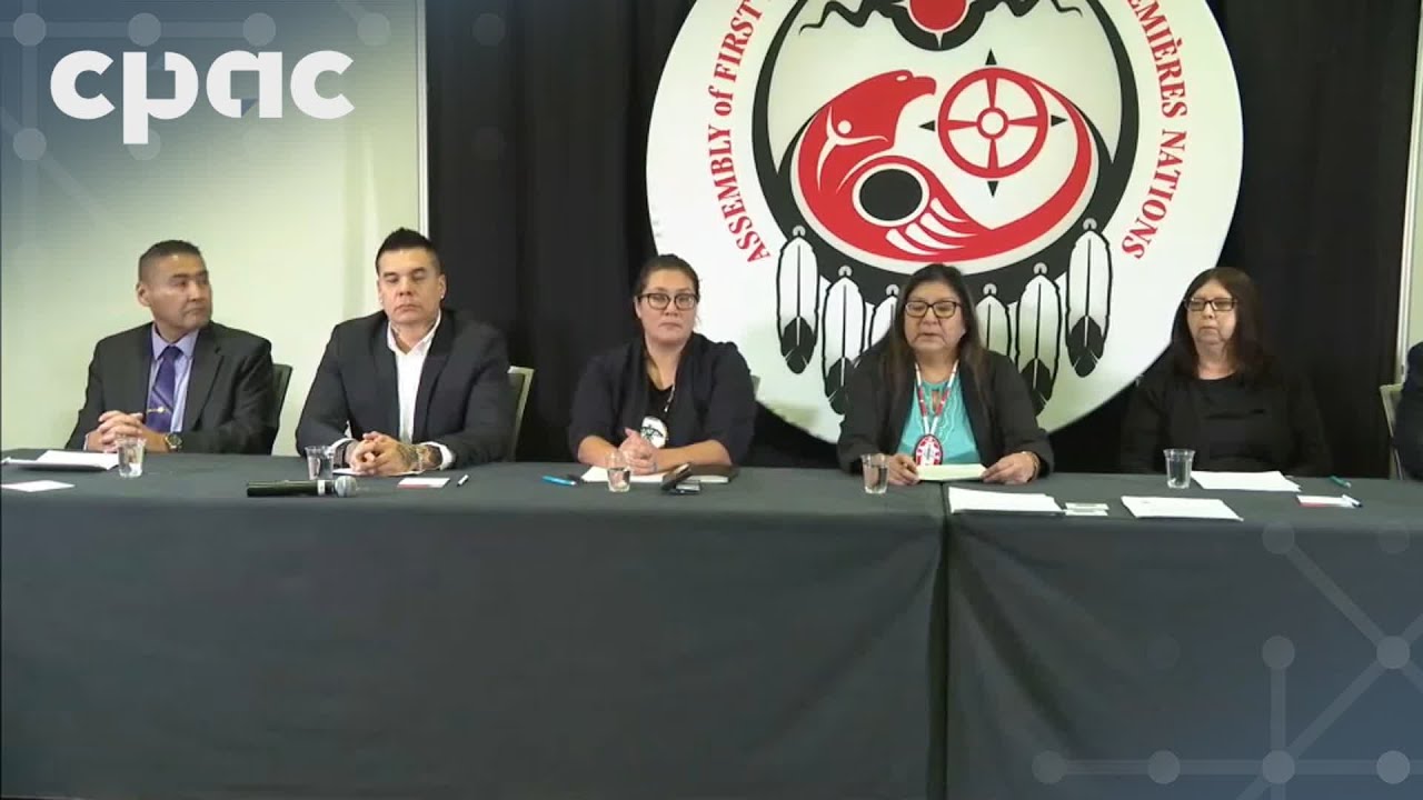 First Nations leaders and police representatives hold a news conference – December 5, 2024