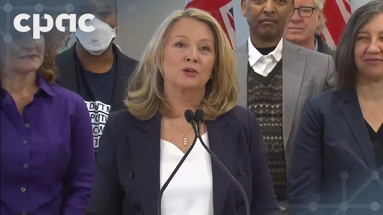 Ontario NDP Leader Marit Stiles makes an announcement in Toronto