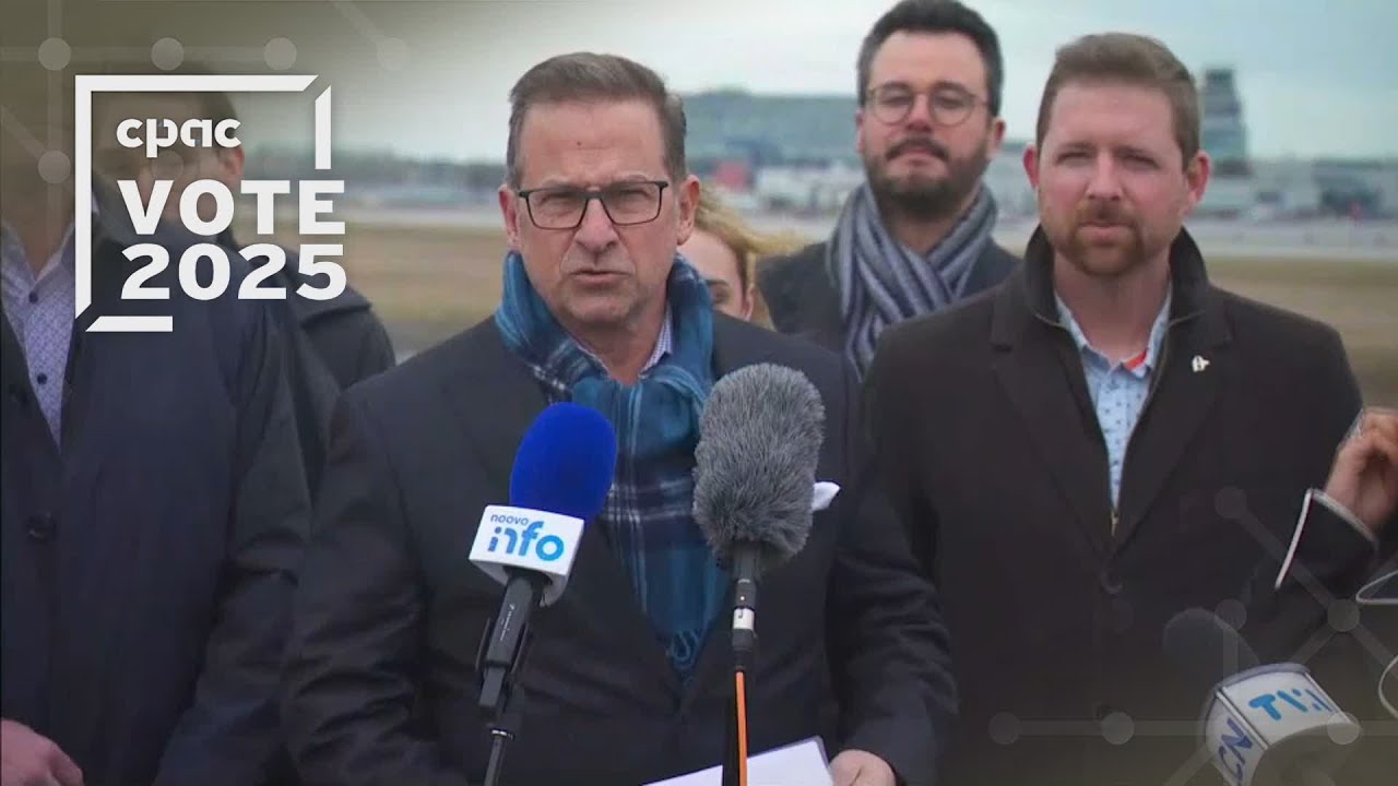 Yves-François Blanchet s'entretient avec des journalistes à Dorval – April 11, 2025