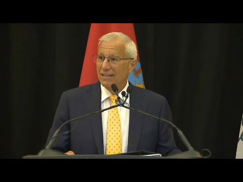 Ontario Trade Minister Vic Fedeli holds a news conference in Ottawa – August 19, 2025