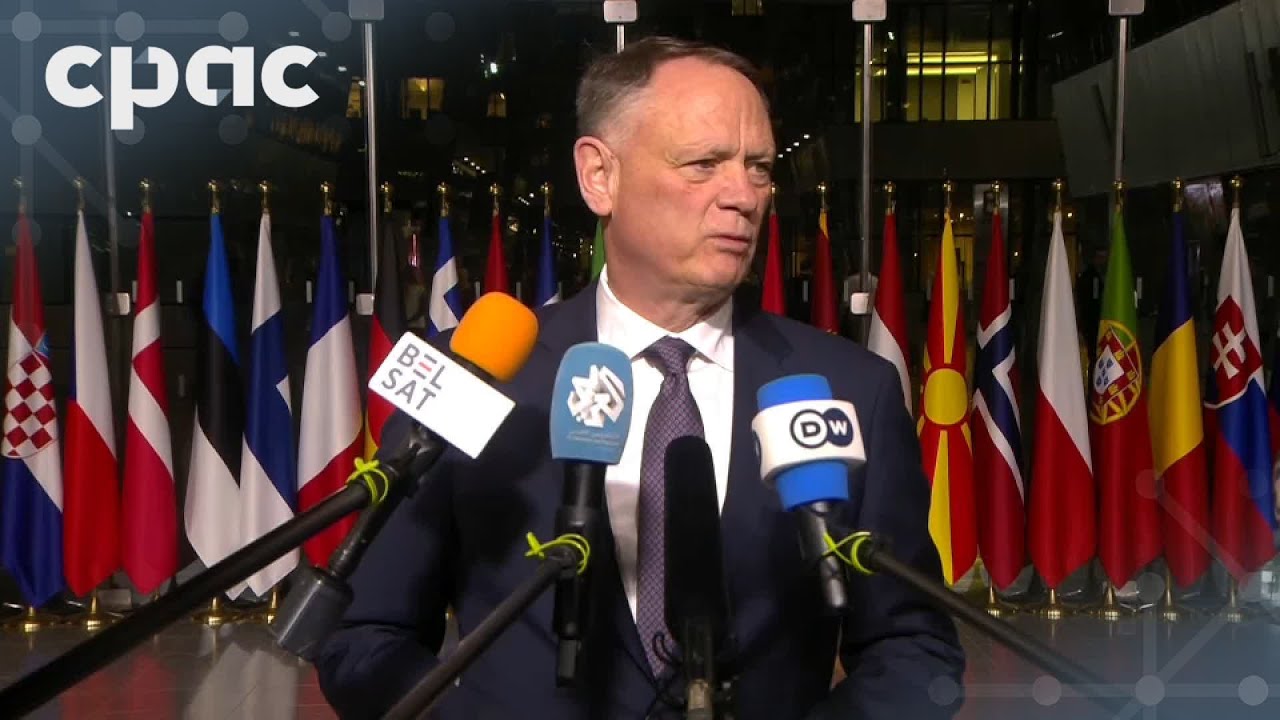 Defence Minister David McGuinty speaks to media ahead of NATO meeting in Brussels – October 15, 2025