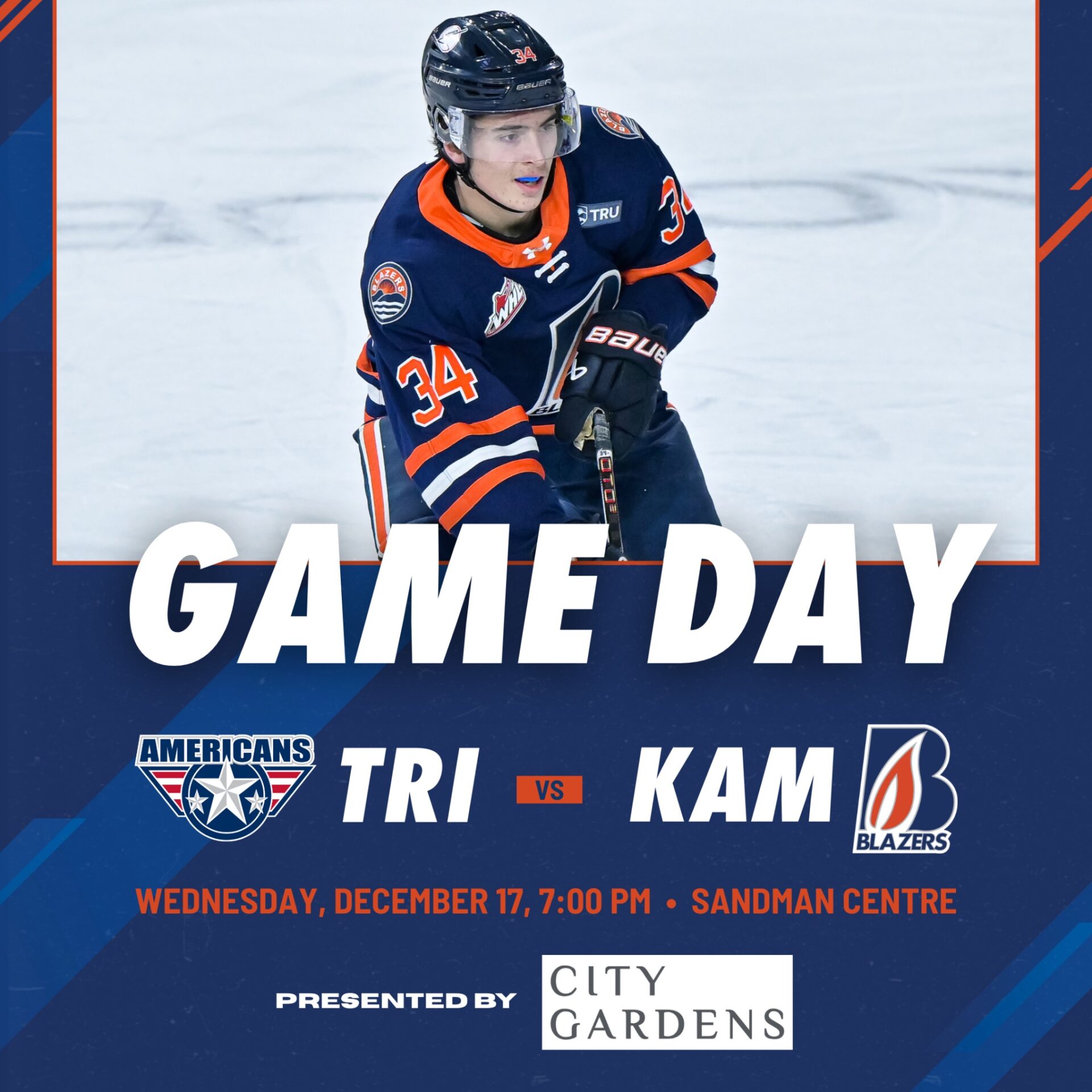 BLAZERS HOST TRI-CITY AMERICANS AT SANDMAN CENTRE