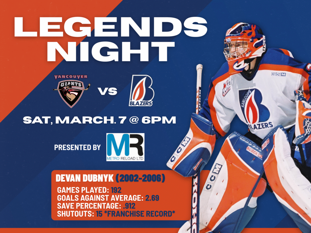 BLAZERS TO HONOUR DEVAN DUBNYK ON LEGENDS NIGHT