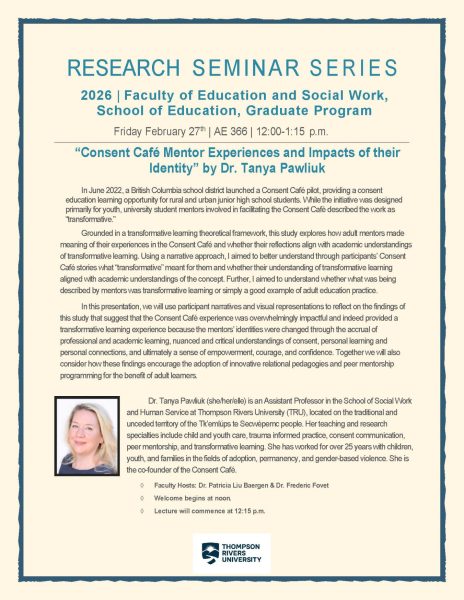 Research Seminar Series: Consent Cafe Mentor Experiences and Impacts on their Identity