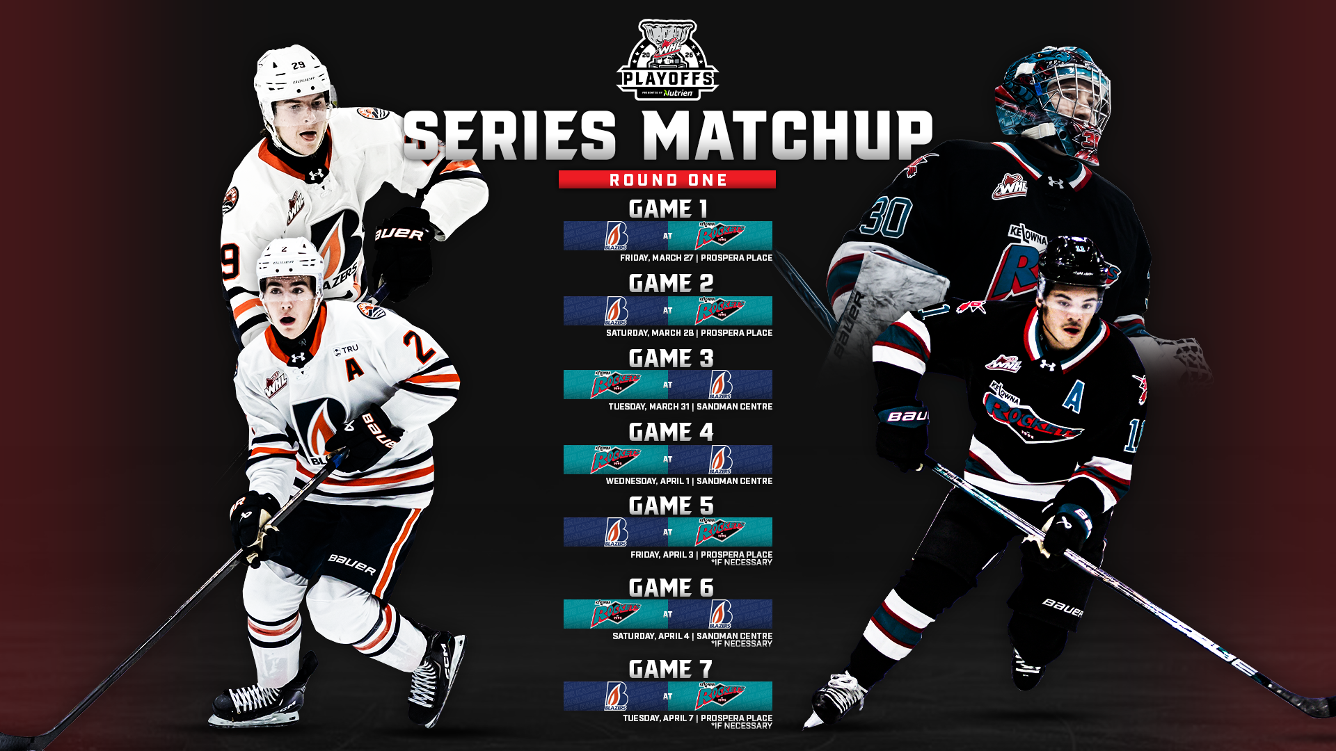 Rockets, Blazers renew rivalry in first round of 2026 WHL Playoffs