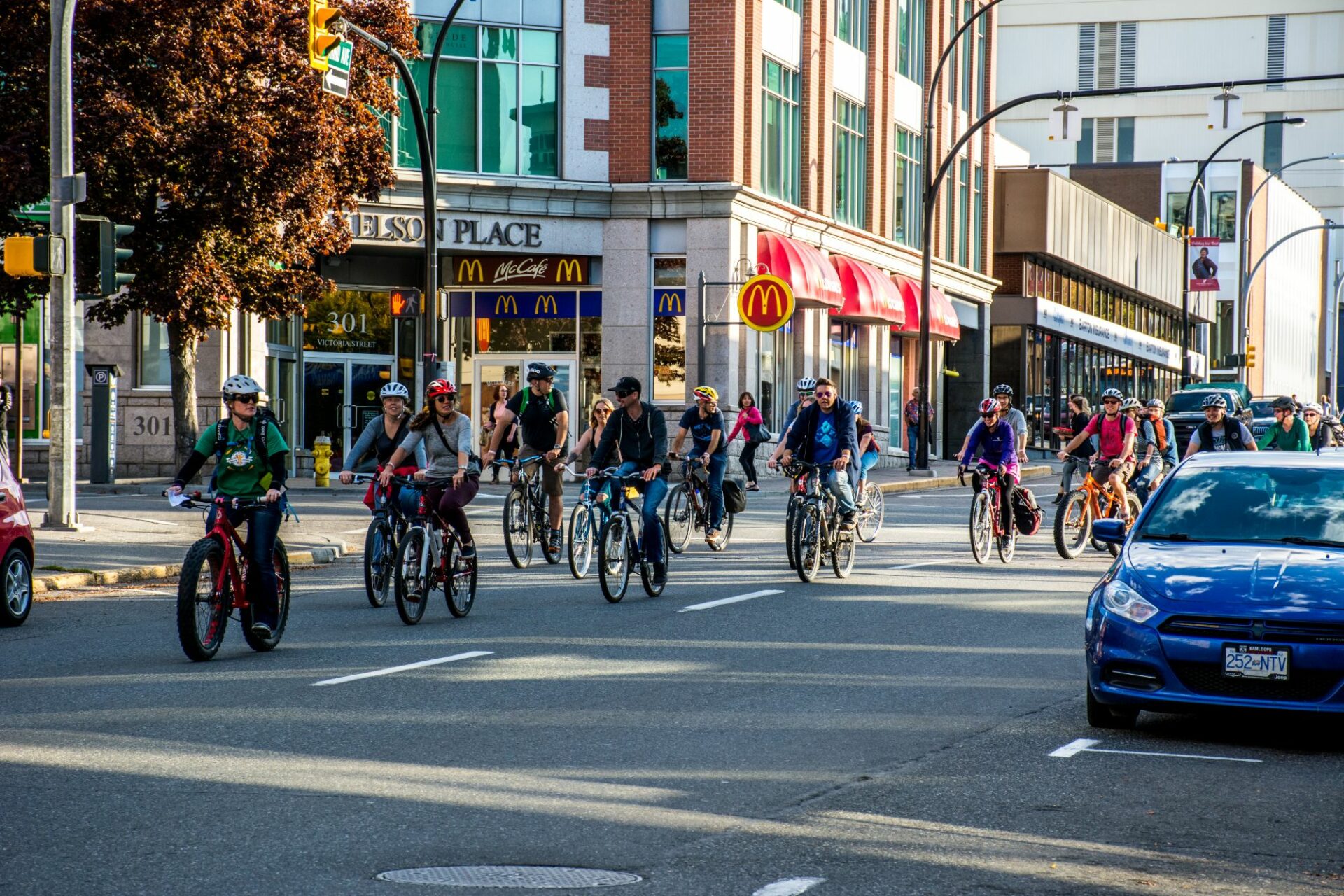 Cyclists on Victoria Street in Kamloops