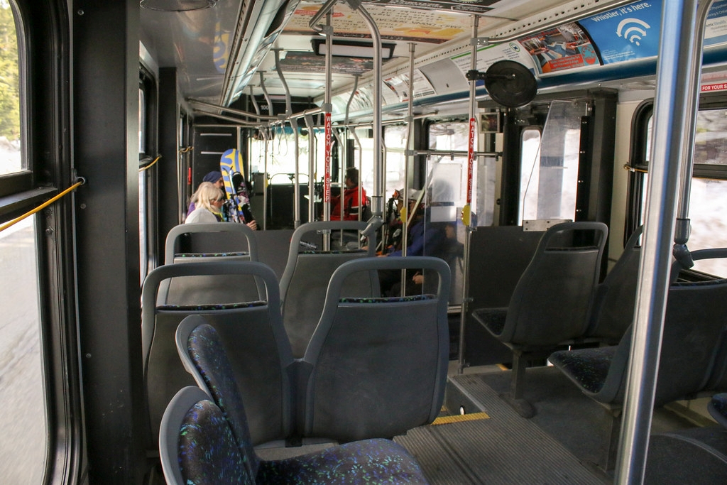Interior of a transit bus