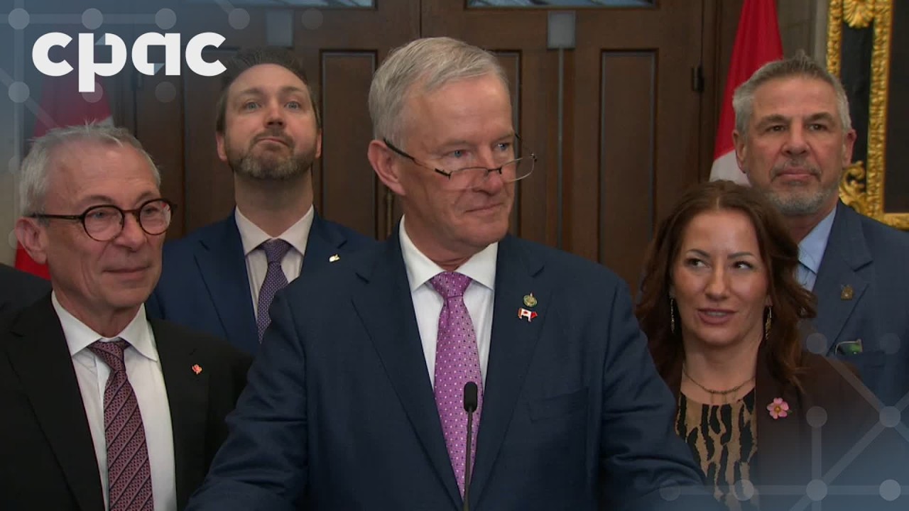 Conservative MP David Bexte speaks with reporters – April 15, 2026