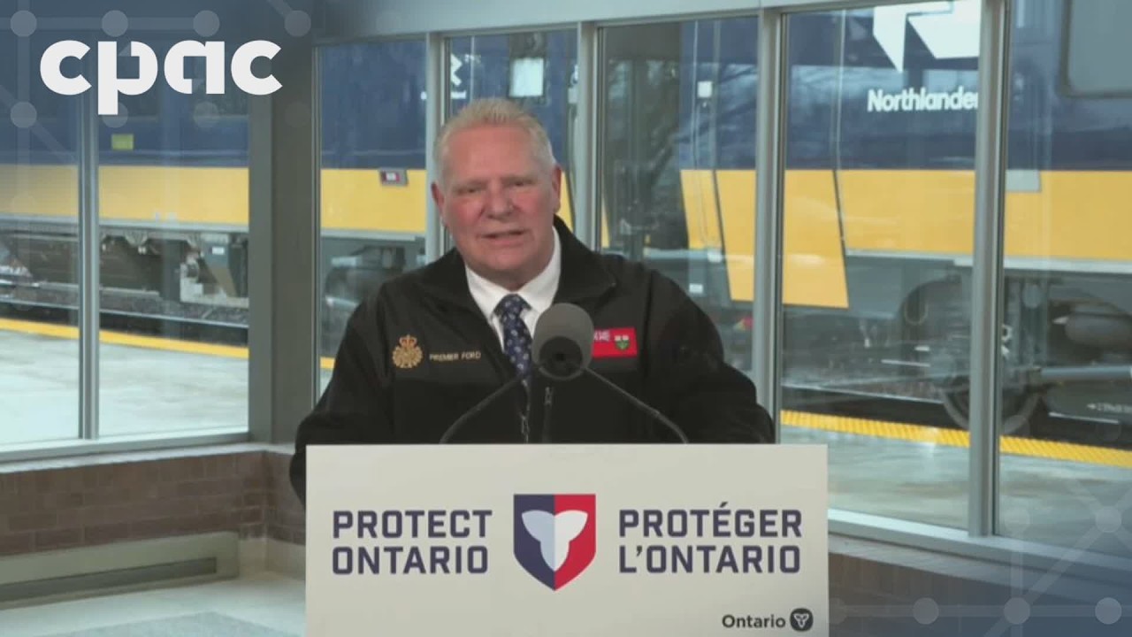 Ontario Premier Doug Ford speaks with reporters in North Bay – April 9, 2026