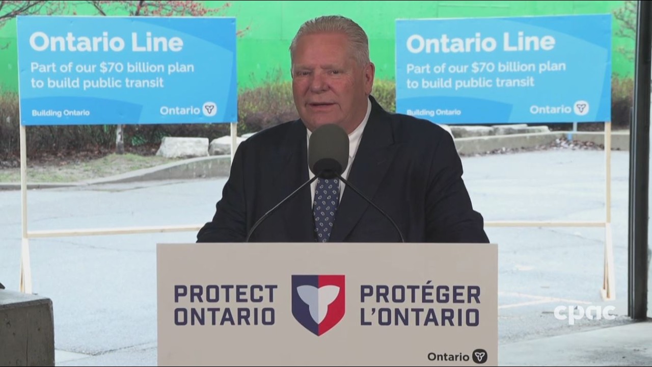 Ontario Premier Doug Ford speaks with reporters in Toronto – April 16, 2026