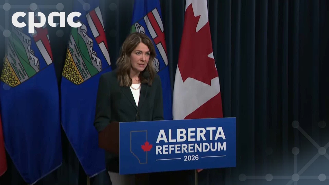 Alberta Premier Danielle Smith speaks with reporters following province-wide address – May 22, 2026