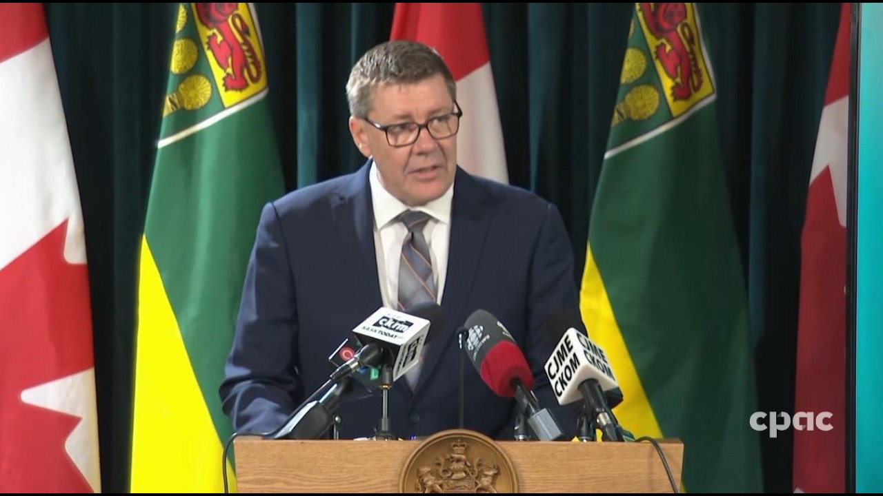 Saskatchewan Premier Scott Moe speaks with reporters as spring sitting ends – May 14, 2026