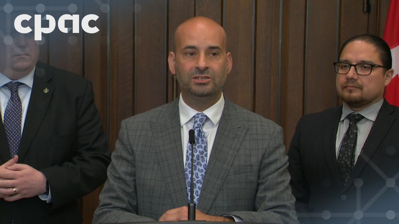 Conservative MP Andrew Lawton speaks with reporters on Parliament Hill – June 16, 2026